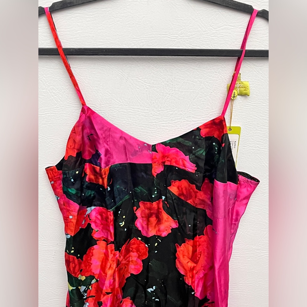 Tracy Reese Anthropologie Red Floral Silk Slip Mini Dress NWT Large - Picture 3 of 12